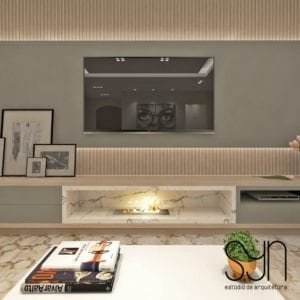 Sala de estar com lareira para aquecer no inverno