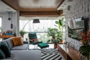 visão da sala de estar para a varanda