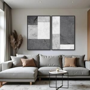 Sala de estar com quadro cinza