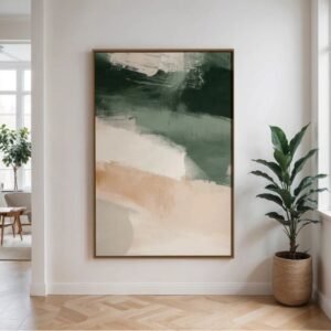 hall de entrada com quadro com detalhes verdes